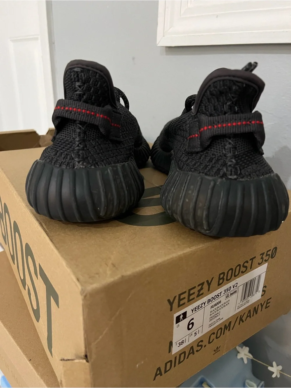 adidas Yeezy Boost 350 V2 Black with Red Heel Tab
